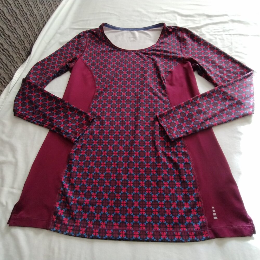 LANDS' END Purple & Pink Long Sleeve RASHGUARD Swim Top Sz S (6-8)